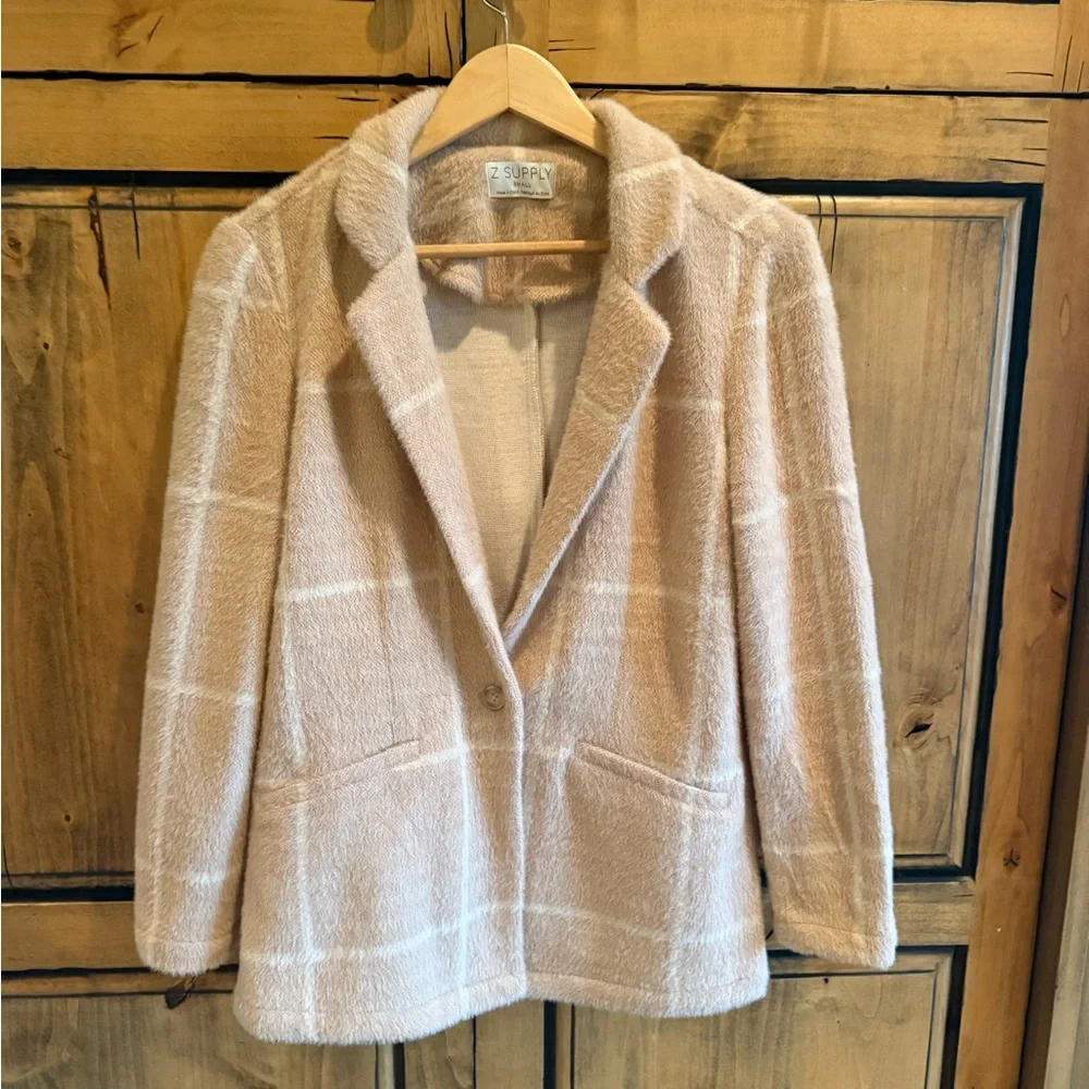 Z Supply Soft Beige Plaid Women's Jacket - Picture 1 of 1